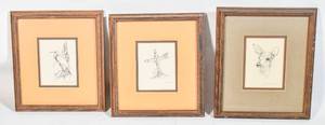 lot 139 image: Charles J. Johnson 3 Pencil Signed and Framed Animal Lithographs