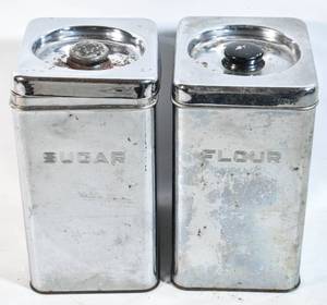 lot 241 image: 2 Lincoln Beautyware Metal Flour & Sugar Containers
