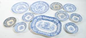 lot 230 image: 10 Blue & White Copeland Spode Seasons Porcelain Dishes
