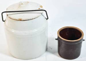 lot 220 image: 2 Ceramic Crocks with Handles