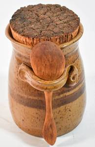 lot 247 image: Ceramic Jar with Cork and Spoon