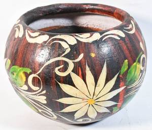 lot 229 image: Mexican Folk Art Hand Painted Jardiniere
