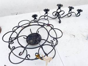 lot 605 image: Two Wrought Iron Multi-Candle Holders