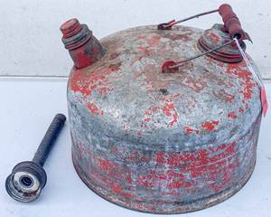 lot 542 image: Vintage Galvanized Gas Can with Detached Spout