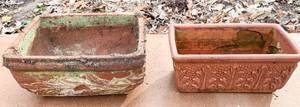 lot 614 image: 2 Rectangular Ceramic Planters