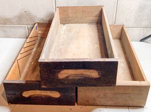 lot 716 image: 3 Wood Dovetail Boxes