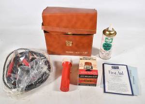 lot 474 image: Vintage Highway Emergency Kit in Leather Case