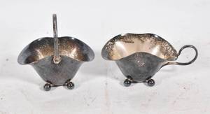 lot 457 image: Silverplate Sugar Basket and Creamer, Germany U.S. Zone