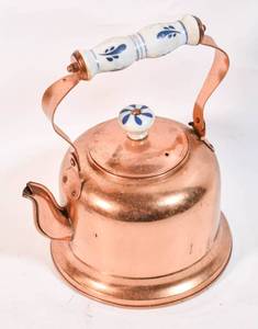 lot 207 image: Vintage Old Dutch Copper and Brass Tea Kettle