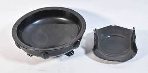 lot 227 image: 2 Vintage Black Glass Dishes