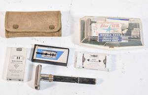 lot 277 image: Group of Vintage Razors and Shaving Supplies