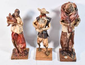 lot 411 image: 3 Handmade Mexican Statuettes