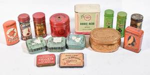 lot 189 image: Group of Vintage Food, Spice, and Medicine Tins