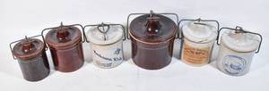 lot 401 image: Group of Off-White and Brown Crocks, Wisconsin Homestead, Kaukauna Klub, Etc.