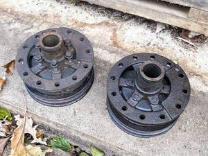 lot 577 image: Pair of Car Parts, Likely Wheel Hubs