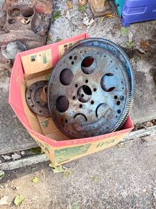 lot 580 image: Box of FlywheelsTiming Belt Components