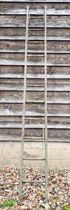 lot 619 image: Green Painted Wood Ladder