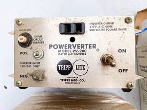 lot 631 image: Pair of PV-200 Tripp Lite Power Inverters and Power Supply