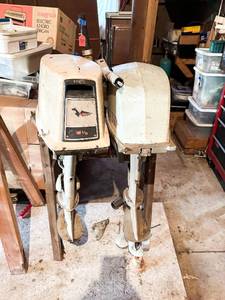 lot 529 image: Vintage Johnson 5.5 HP and West Bend 12 HP Outboard Motors