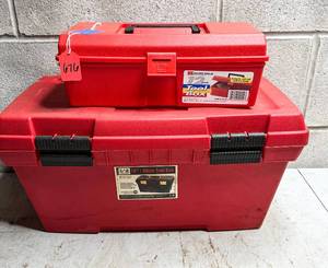 lot 676 image: 2 Heavy Duty Plastic Tool Boxes