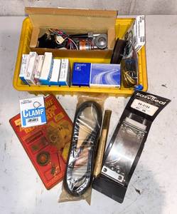 lot 749 image: Various Car Parts and Accessories - Wiring Kit for TrunkTrailer, Alternator Repair Kit, Antenna Extension Kit and Motor, Clamps, Etc.