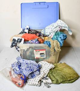 lot 822 image: Large Group of Vintage Silk Scarves, Kerchiefs, Sashes, and more