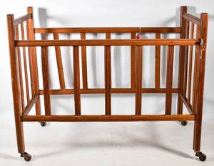 lot 313 image: Vintage Wooden Doll Crib