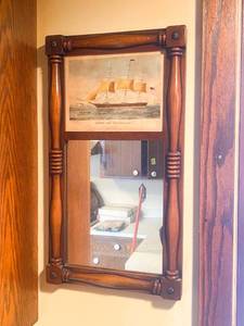 lot 445 image: Rustic Framed Mirror with Currier & Ives Clipper Ship Nightingale Print