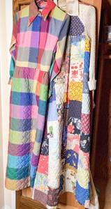 lot 838 image: 2 Vintage Quilted Long Sleeve Collared Dresses