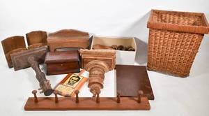 lot 371 image: Assortment of Wood Furniture Components, Decor, Etc.