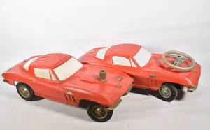 lot 299 image: 2 Vintage Republic Tool Ride On Corvette Stingray Toy Cars