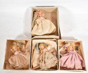 lot 308 image: 4 Vintage Storybook Dolls