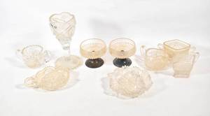 lot 417 image: 9 Vintage Cut Crystal Style Clear Glass Objects