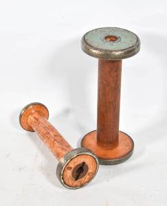 lot 353 image: 2 Vintage Wooden Industrial Textile Spools