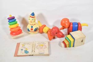 lot 291 image: Box of Vintage Infant Toys