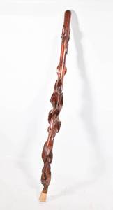 lot 361 image: Carved Twisted Wood Walking Stick