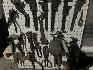 lot 4 image: Vintage Tools  Hung on a board  very cool