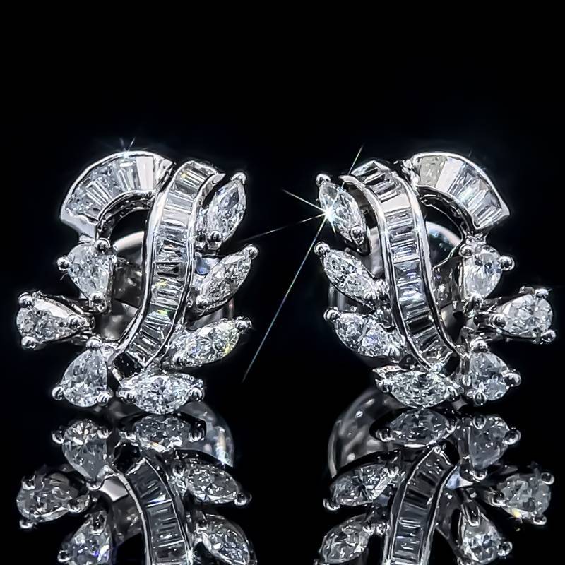 0.50Ct Simulated Diamond Omega Back Cluster Stud Earrings 14K