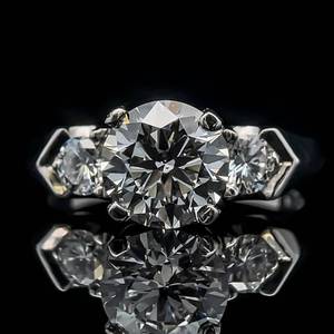 2.52 Carat Diamond Round Brilliant Cut Three-Stone Ring in Platinum w IGI Report $12,300 Retail VIDEO