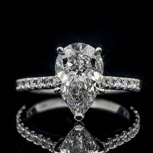 2.37 Carat Diamond Pear-Shaped Solitaire & Diamond Engagement Ring in 14k White Gold w VS1-F w. IGI Report $6,200 Retail VIDEO