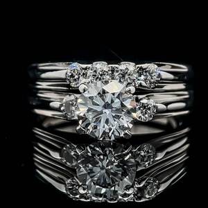 1.45 Carat Diamond Three-Stone Engagement & Wedding Band 2-Piece Ring Set in 18k White Gold - VS ClarityD Color - Matching Separated Rings $6,300 Retail VIDEO