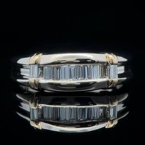 .90 Carat Diamond Channel Ring in 14k Two-Tone Yellow & White Gold w Scalloped Design $3600 Retail