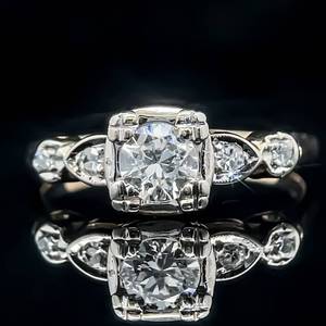 Vintage Old European Cut Diamond Multiple Stone Bridal Engagement Ring in 14k Yellow Gold - VS ClarityG Color $2550 Retail