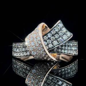 Diamond Ribbon Crossover Entwined Ribbon Ring in 14k Two-Tone Rose & Black Gold $2299 Retail