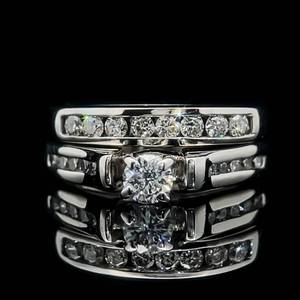 Diamond Round Brilliant Cut Engagement Ring & Wedding Band Two-Piece Bridal Separated Set in White Gold $1800 Retail