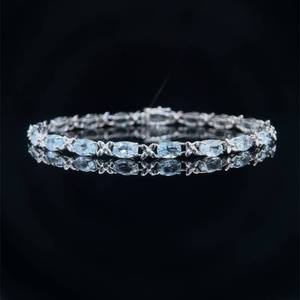 Oval Aquamarine Tennis Bracelet in White Gold $2100 Retail