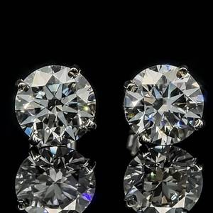 4.05ct Diamond Round Brilliant Cut Solitaire Stud Earrings in 14k White Gold w IGI Report Perfect Ideal Cut Match $11,390 Retail VIDEO