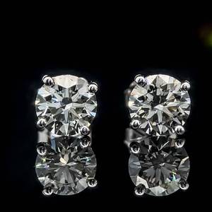 2.17 Carat Diamond Round Brilliant Cut Classic Solitaire Stud Four-Prong Martini Earrings in 14k White Gold $5,200 Retail