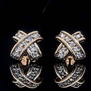 0.50ct Diamond X Hugs Stud Earrings in 14k Yellow Gold $2750 Retail