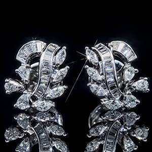 Beladora Bespoke Designer 3.75 Carat Diamond Cluster Nature Leaf & Vine Stud Earrings in 18k White Gold $8,000 Retail VIDEO